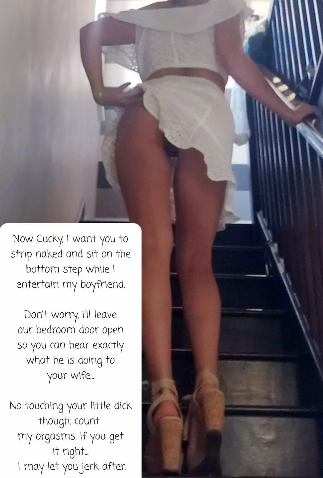 Don’t worry cucky, I’ll leave the bedroom door open… posted by cheeeeekymissy