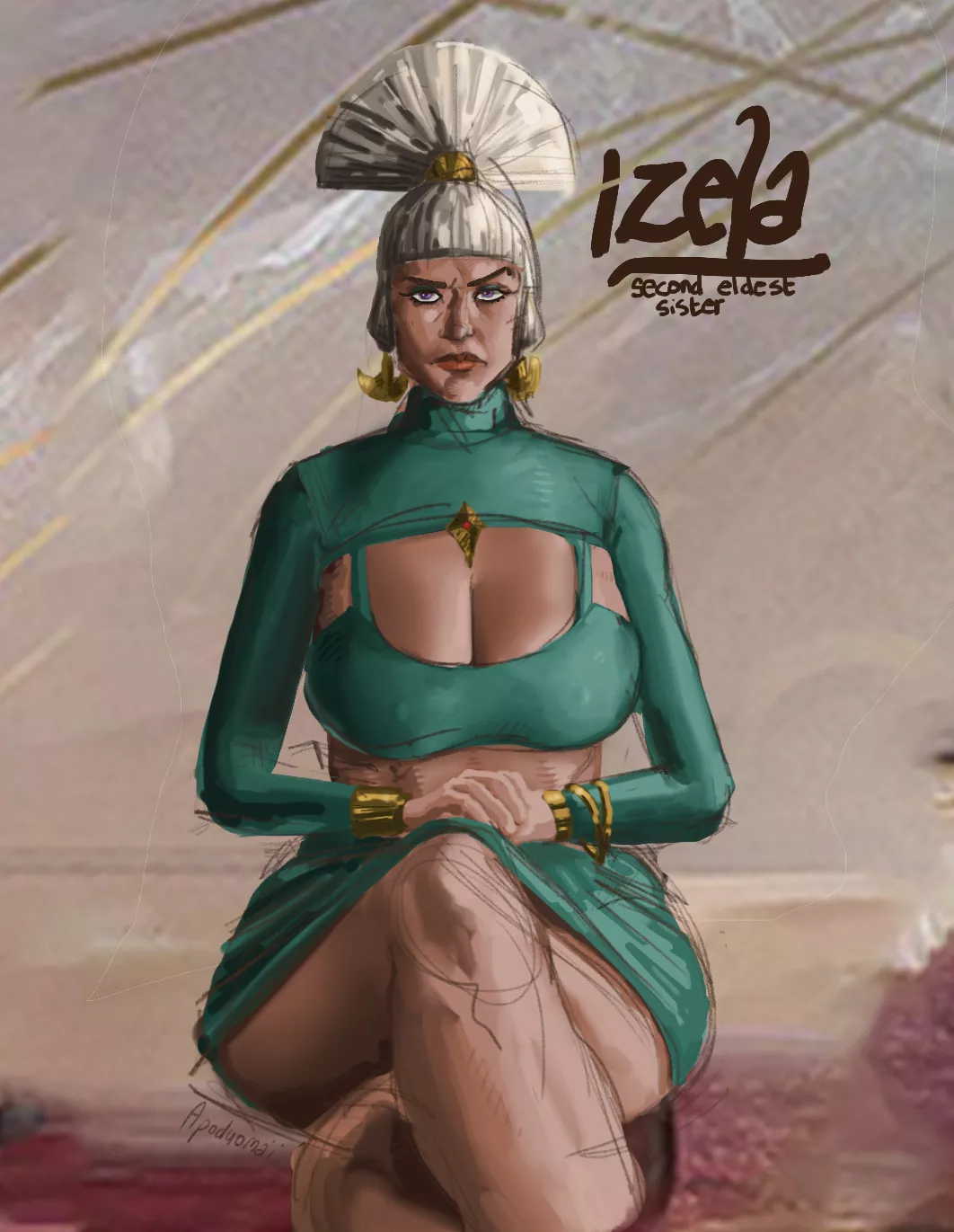 Izela, Qiyana's second eldest sister. Project: Throne of Ixtal (Artist: Apoduomai) posted by Apeduomai