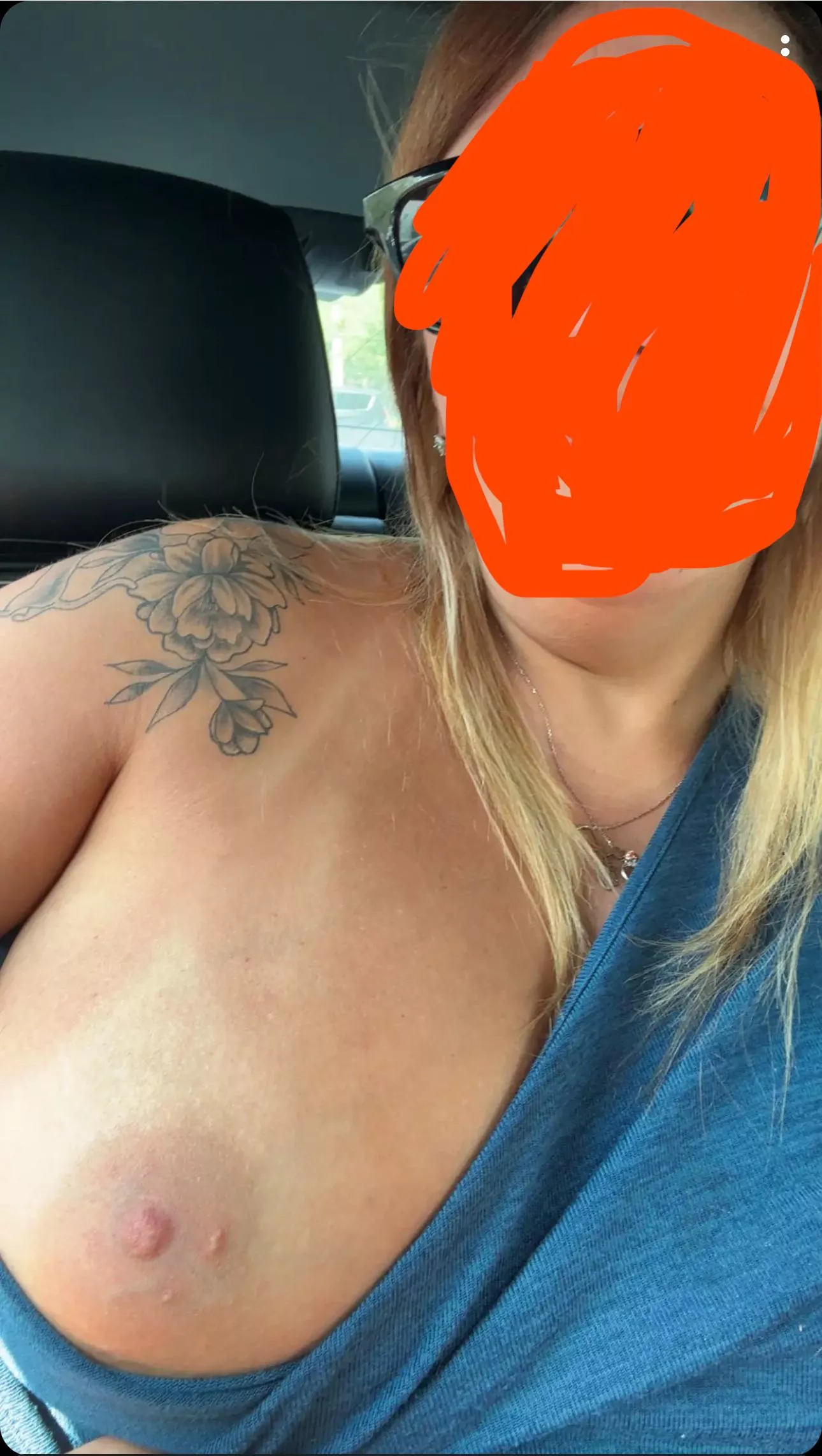 Pulling my tits out in a busy parking lot. I love getting caught💕💕 posted by hotmarriednurse