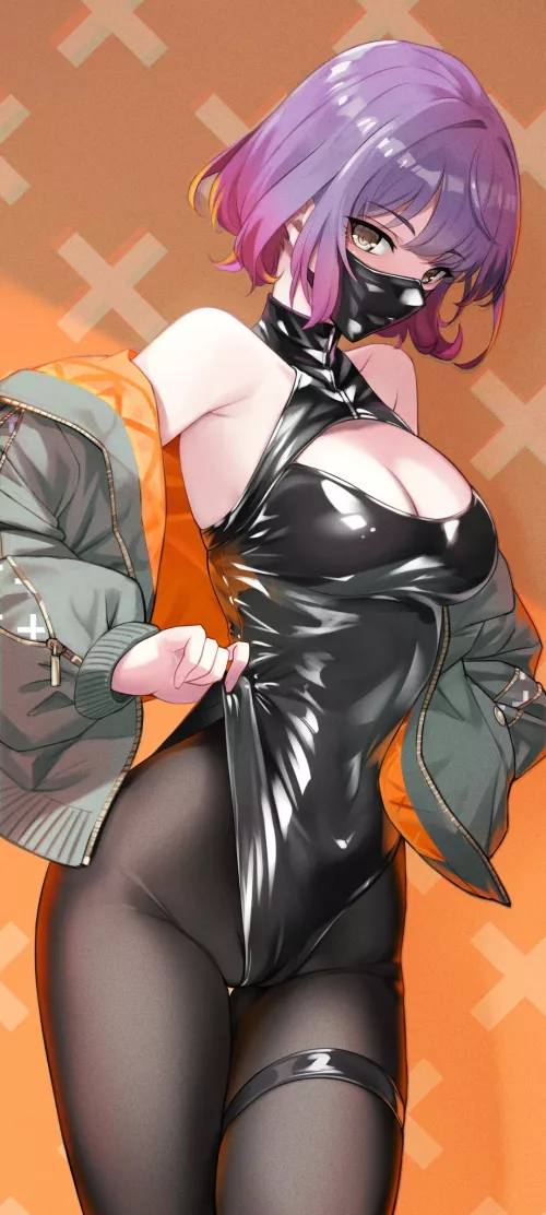 Jacket, Leotard, Stocking, & Mask by CheetahSperm18