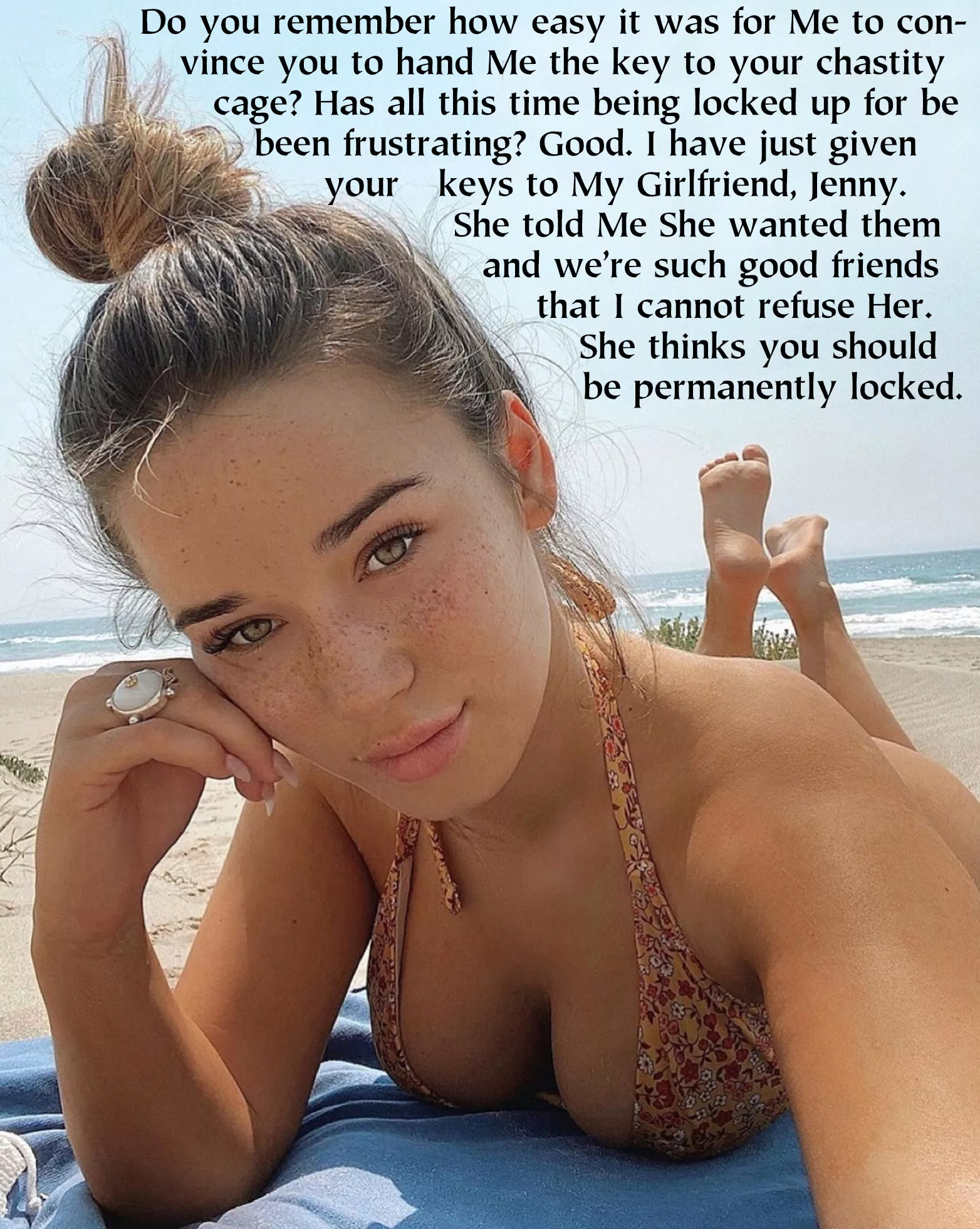 Jenny has never gotten along with you. In fact, She has always held a strong dislike for you. Then, Jenny found out you were locked in chastity… posted by cbtok