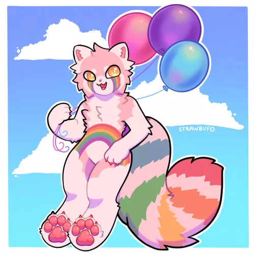 rainbow cloud panda 🌈🐾 by strawbufo