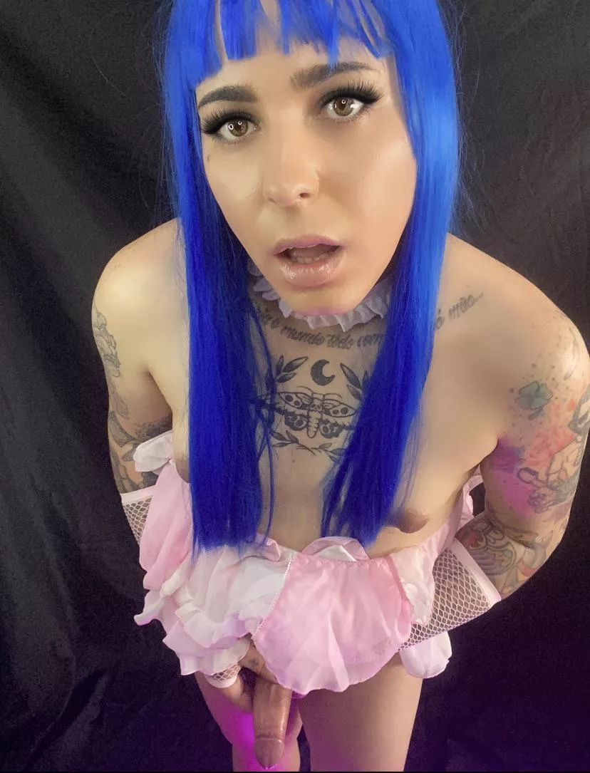 Wishing a kiss on the mouth followed by kisses and licks on the neck and going down the tongue through my tits and going towards my cock until you get to him and lick your head and then stick it all in your mouth, what do you think? 💙 posted by Emmaink-13