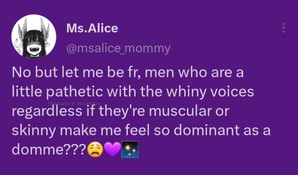 Ahhh lawd have mercy for how I'd dominate those types of dudes 🥴💜✨ by HauntingMobile9773