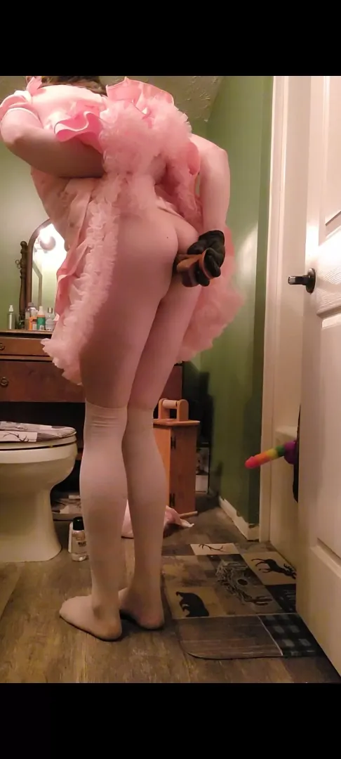 clitty caged bent over a dildo deep in my ass ... no going back now 🤭🤭 by Otherwise_Beyond7020