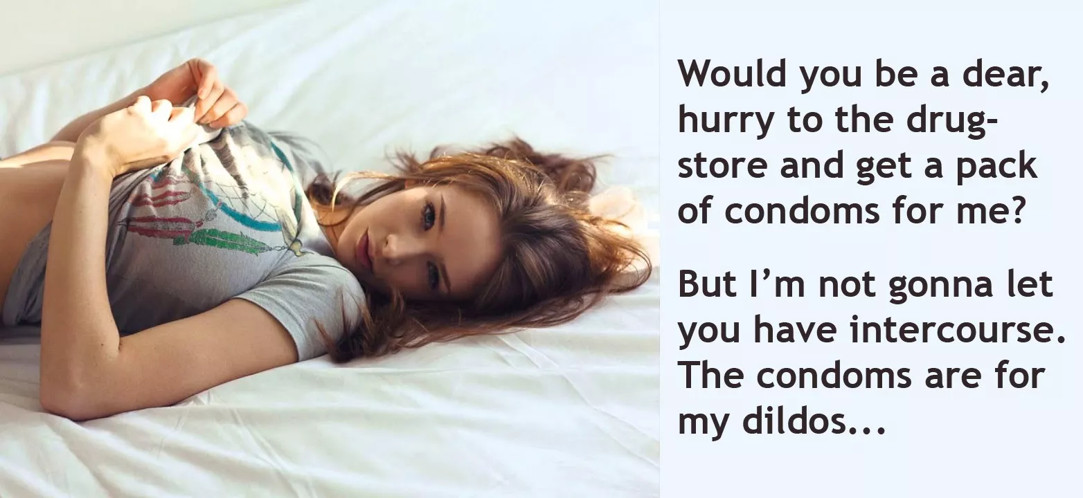 Isn't it a bad tease, your girlfriend sends you to buy condoms but they are not for you? posted by FairChastity