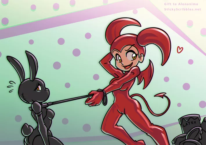 Lilim captures a Latex Bunny [ F>Latex Anthro ]( alenonimo / stickyscribbles ) by 24Emma