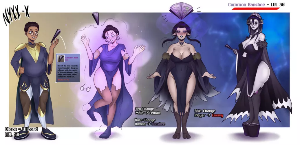 [OC] Banshee's Fan~ (MTF, Monster Girl, Hypno) by me by Nyxx-x