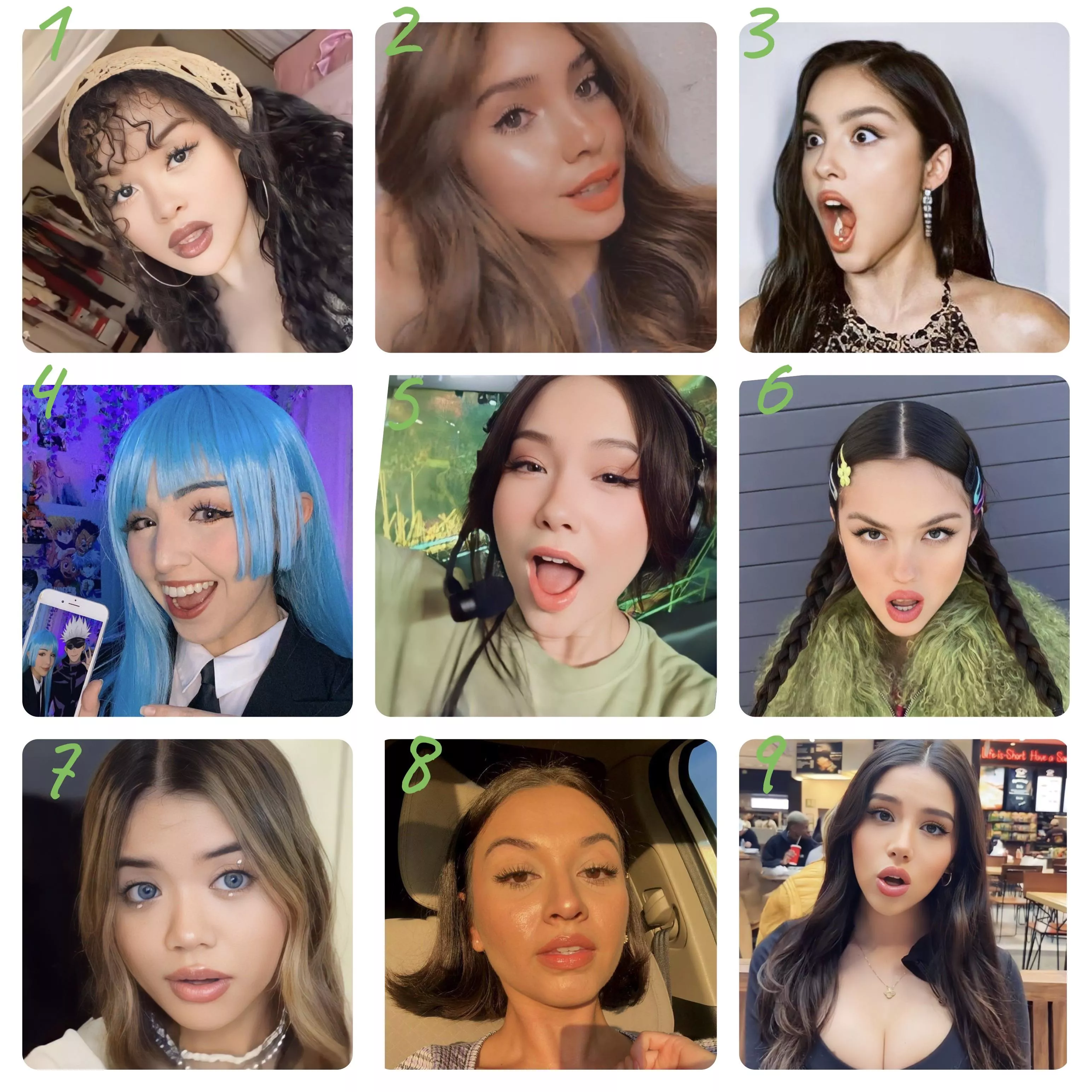 Rate them 😋 Which girl wins it? 1-9 posted by Bankmindless2