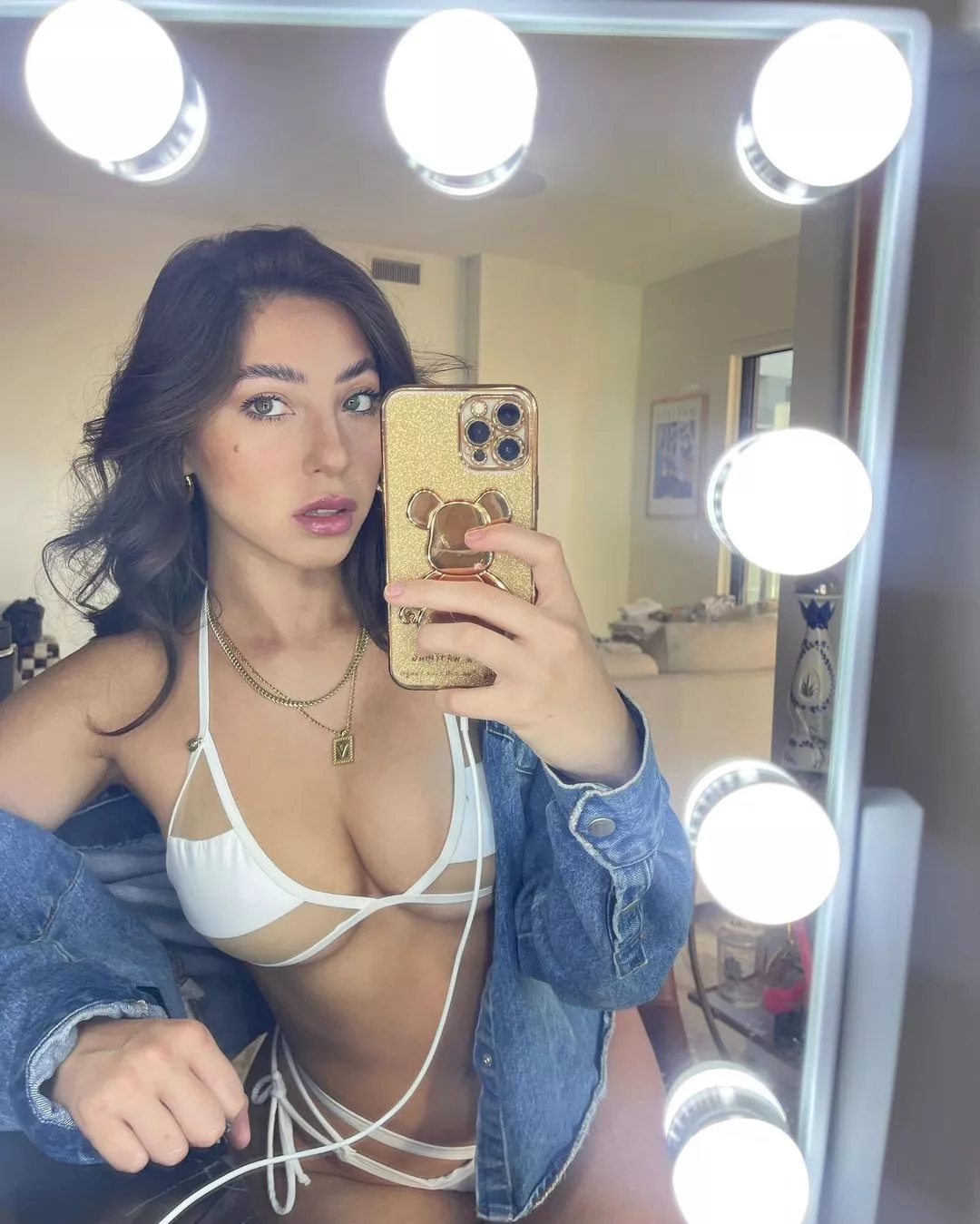 white bikini selfie posted by dogsnolegs2