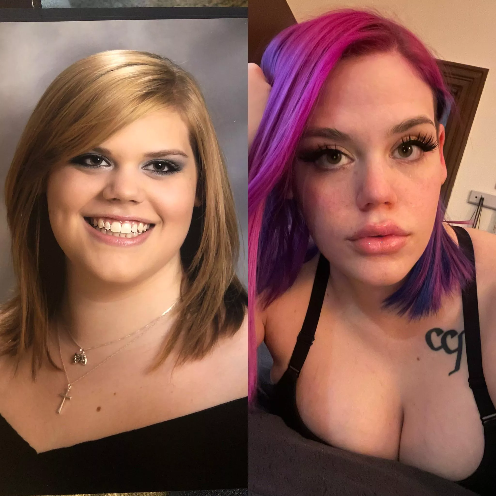 Glow up - 18yo left 28yo right posted by gothbbydoll