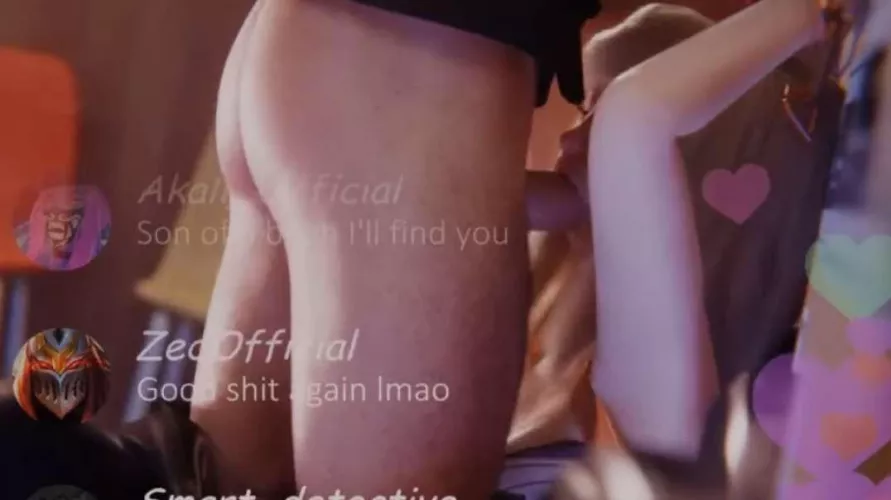 LF Color Source: 1boy, 1girl, blond, blowjob, arms above head, live text chat, fox ears, multi colored hearts, chairs, by xMistaHan