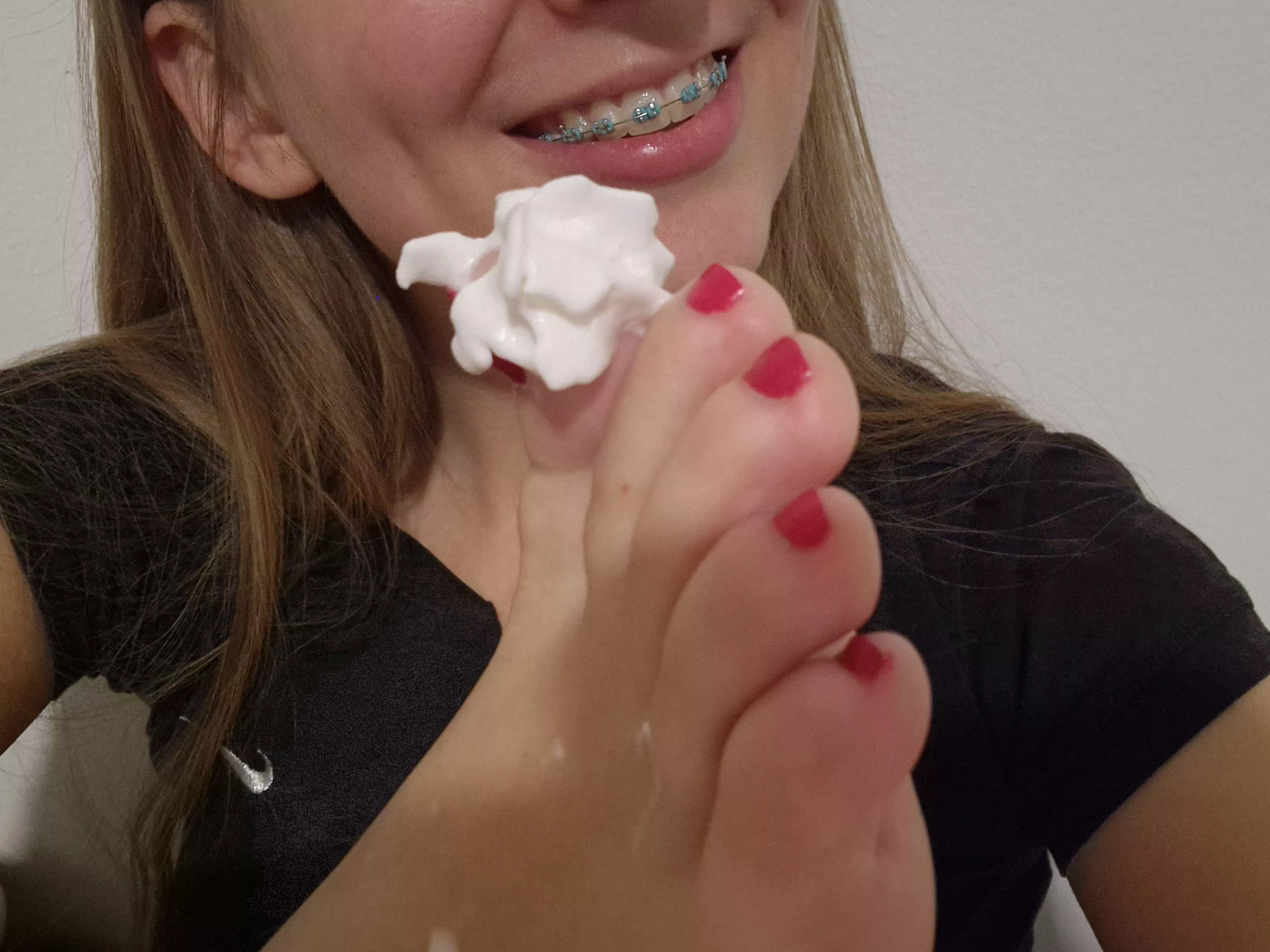 Make my dream come true and lick all of this whipped cream off my toes posted by luckyluuna