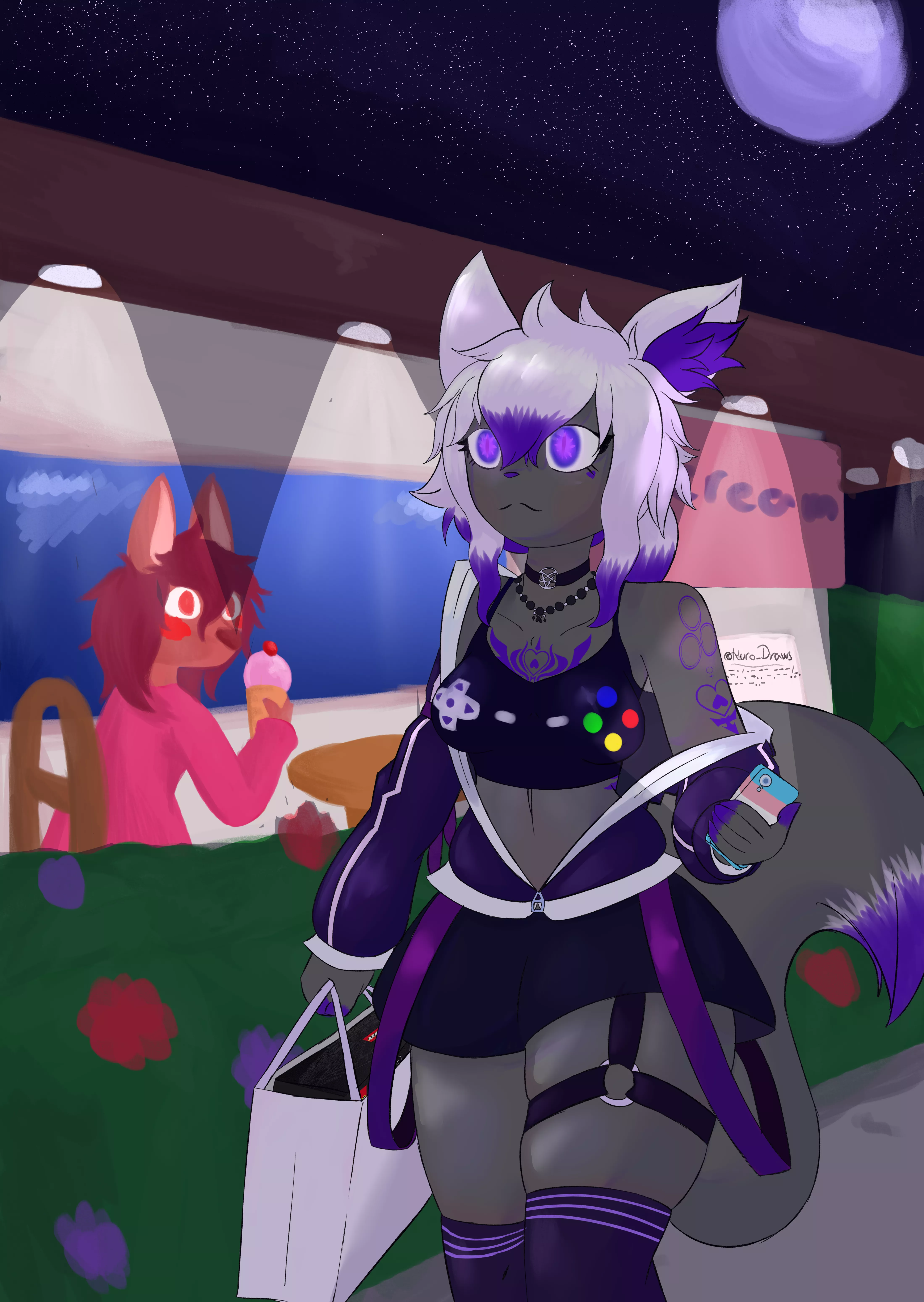 Night cat style~! By me: @KuroToDraw twitter posted by KuroToDraw