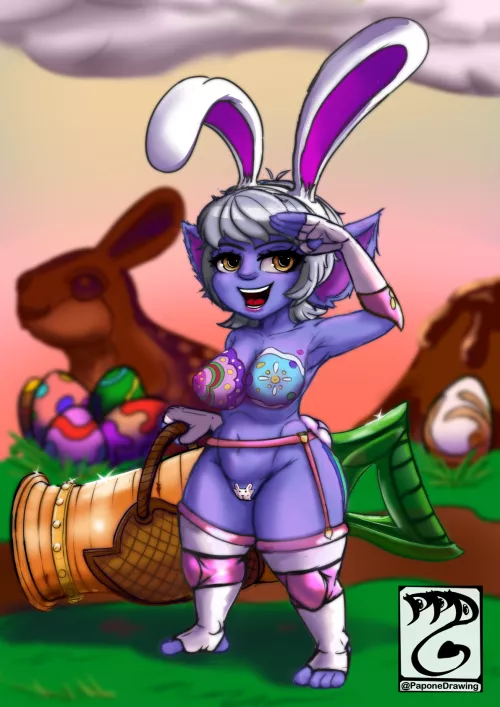 Easter Bunny Tristana(@PaponeDrawing) by PaponeDrawing