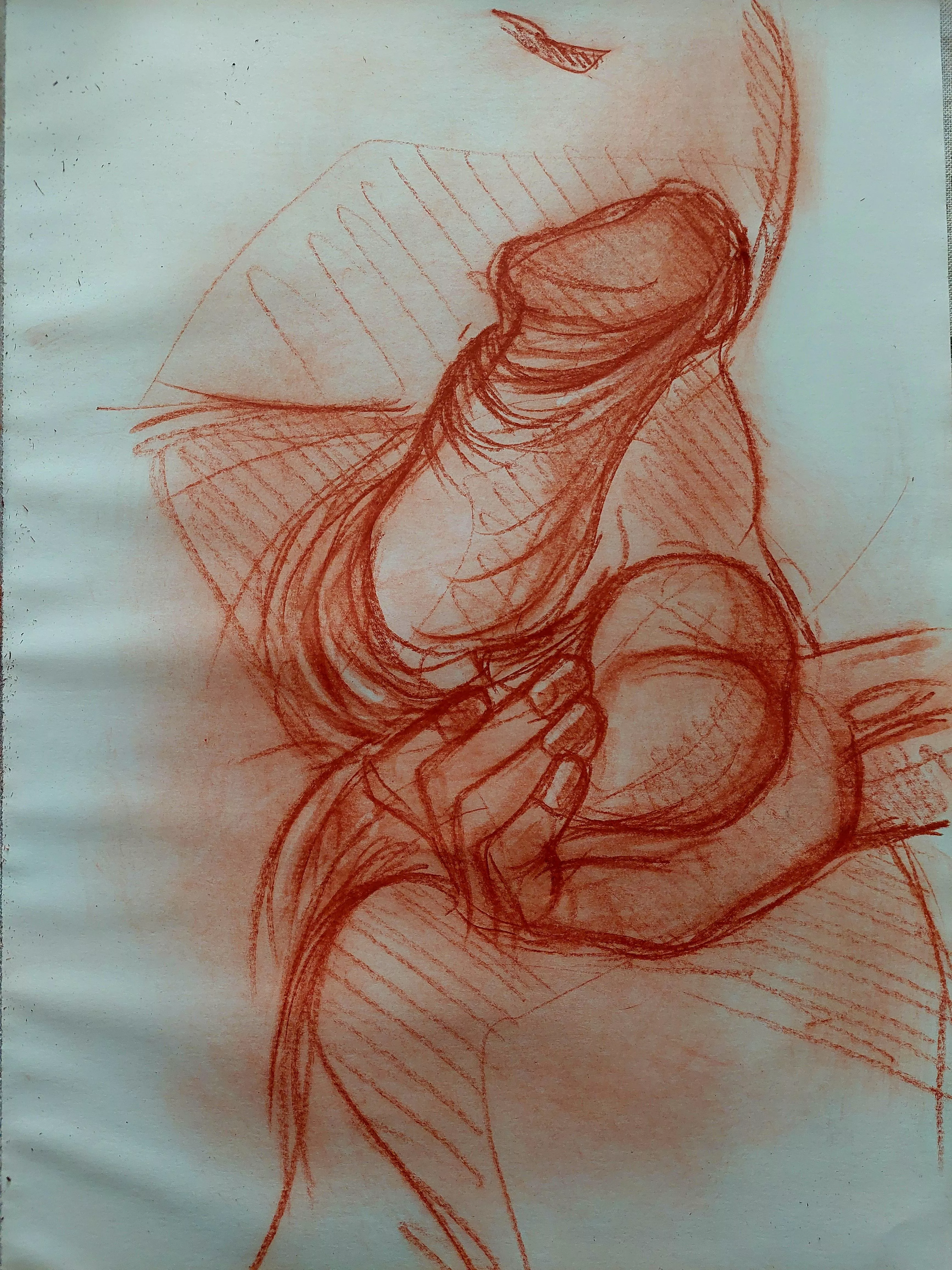 How to scare your lover [OC sanguine pencil draft] posted by Meo_graf