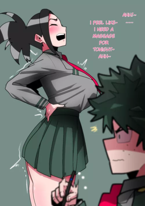 Momo dropping some hints about her poor back - no seriously, it really hurts (Green Bean) [My Hero Academia] by MillionHypotheses