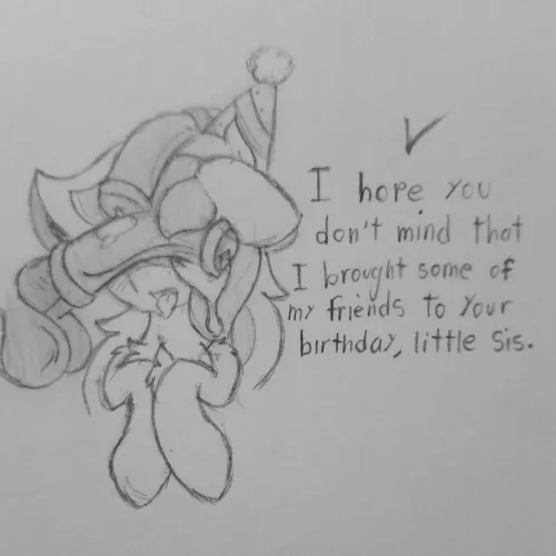 well... I was definitely surprised for my birthday. (art by me) (will probably digitalize this later) by Sodapop_Sprays_
