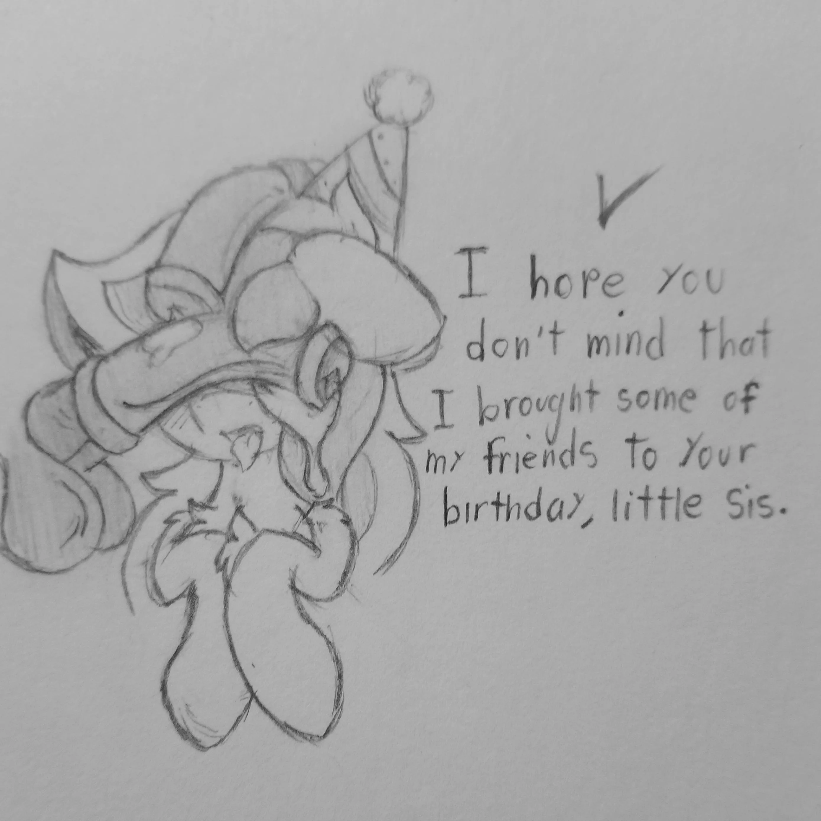 well... I was definitely surprised for my birthday. (art by me) (will probably digitalize this later) posted by Sodapop_Sprays_