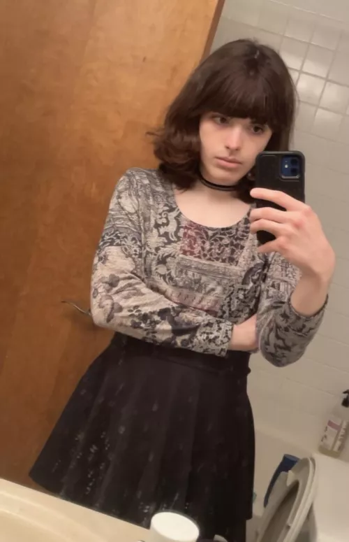 first time going out downtown in a skirt last night !! :> cute fit? by thx_computer