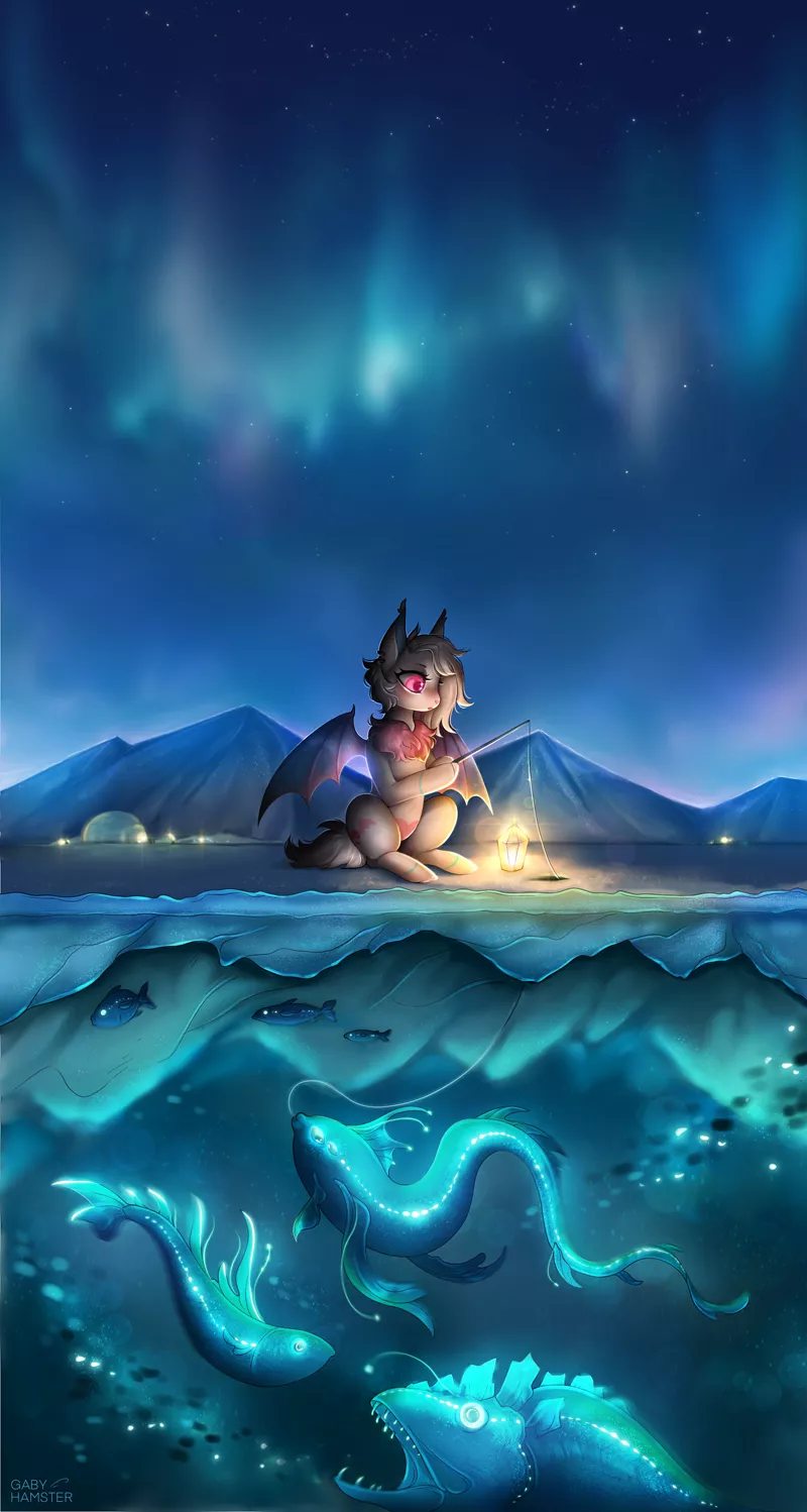 Winter fishing | commission by me 💜 all links in comments posted by GabyHamster