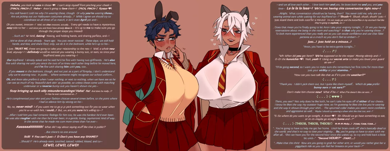 [(M)xFxF] Consider this a free sample {Sequel][Series][Childhood friends to lovers][Tomboy][Tsundere][Kuudere][Boyfriend sharing][Oppai!][Animal ears][Shy][Experience gap][MtG caption][Artist: picco__{ by MtG-Ti