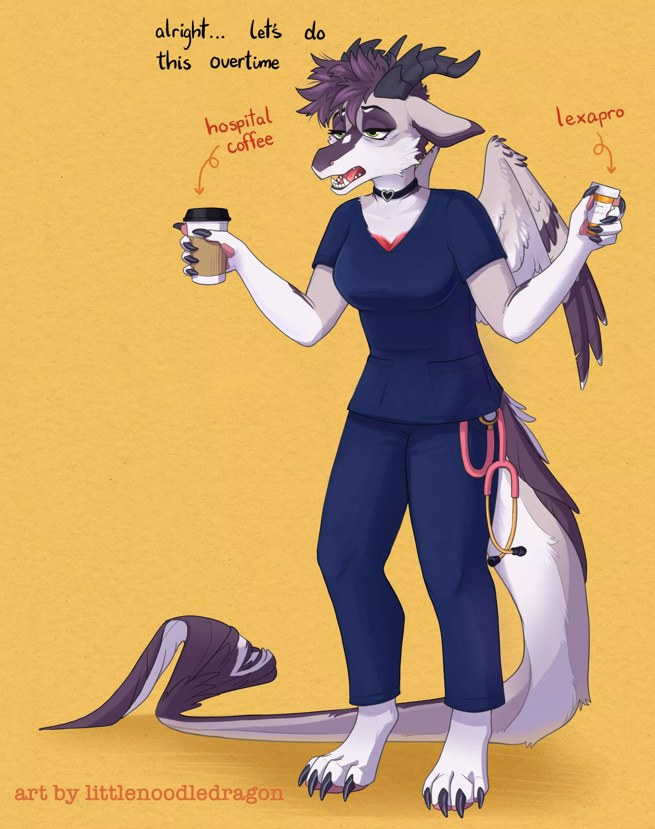 Oh fellow working class furs… tell me your woes [art by me] posted by littlenoodledragon