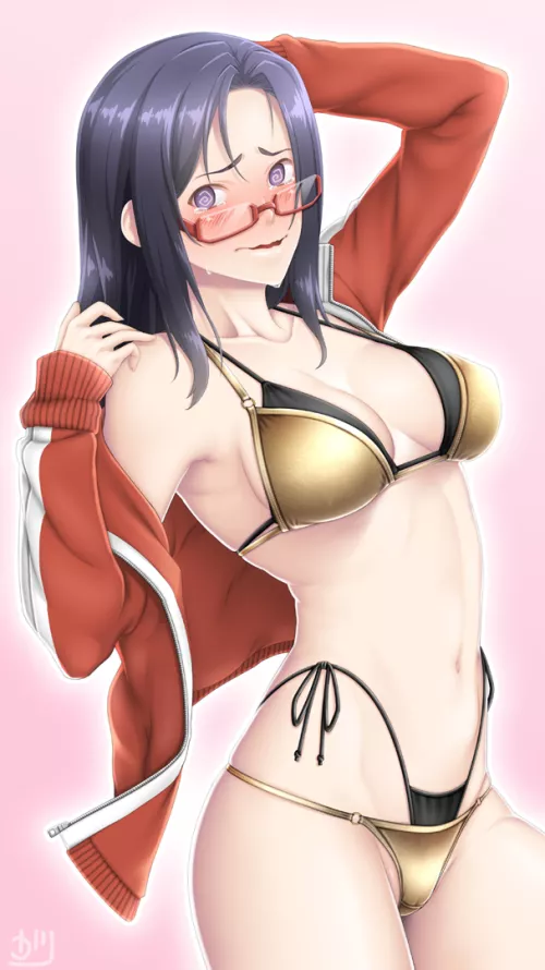 Satou Sakie Show Off her Double Bikini Nervously [Demi-chan wa Kataritai] (Osafune Kairi) by ecchi_neko