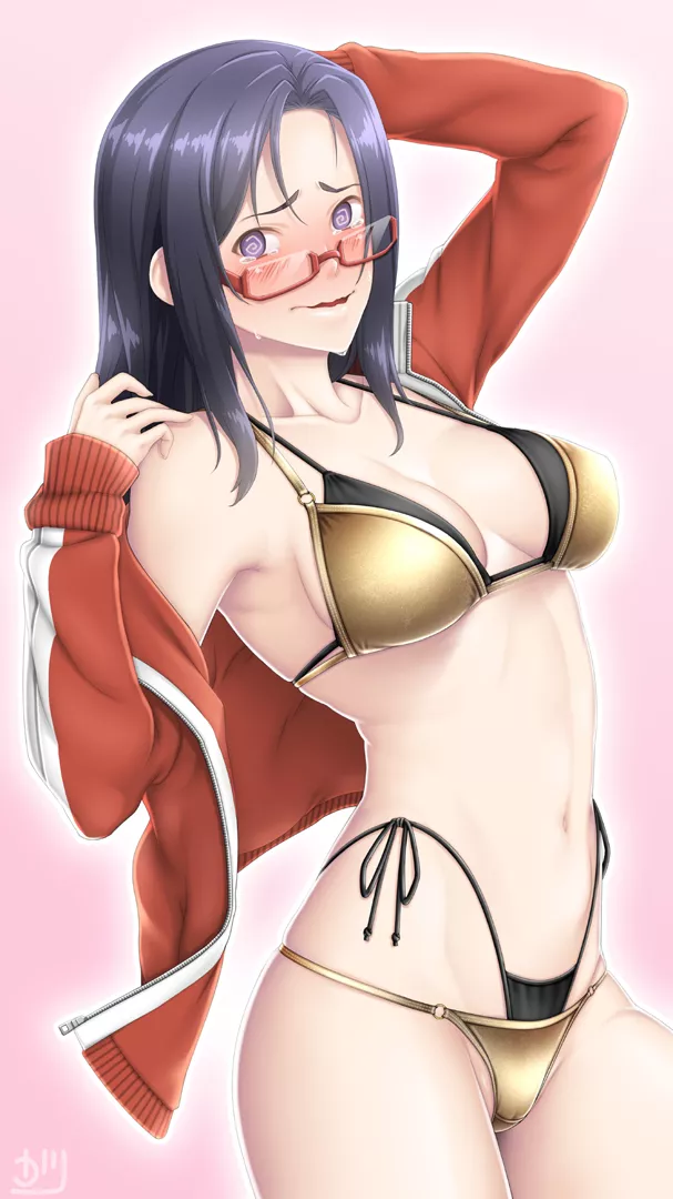 Satou Sakie Show Off her Double Bikini Nervously [Demi-chan wa Kataritai] (Osafune Kairi) posted by ecchi_neko