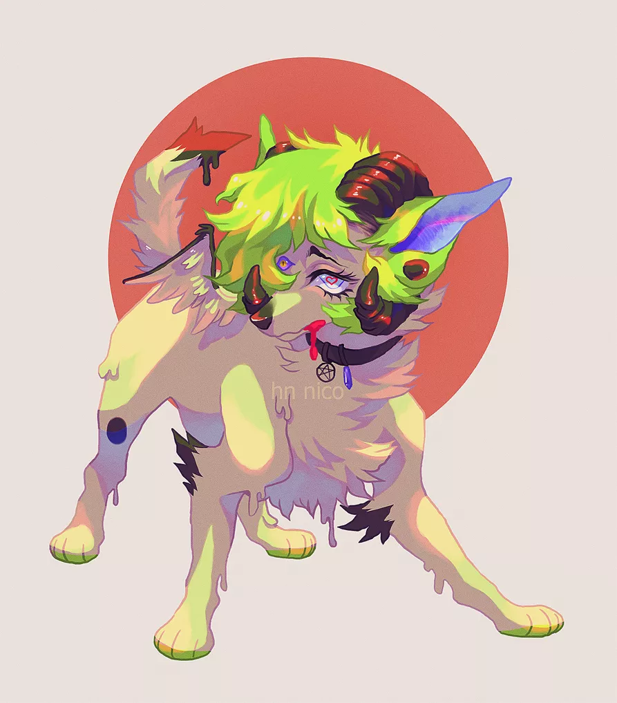 A melting dog, art by me~ posted by hn_nico