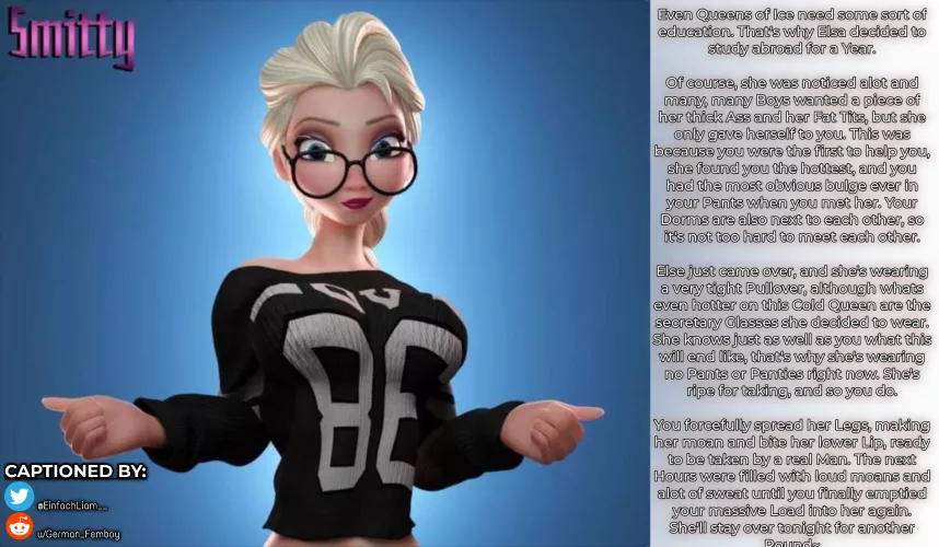 Elsa's year abroad~ [Frozen] [Disney] [Rough Sex] [Thick] [Slutty] [College] {Art by: Smitty} by German_Femboy