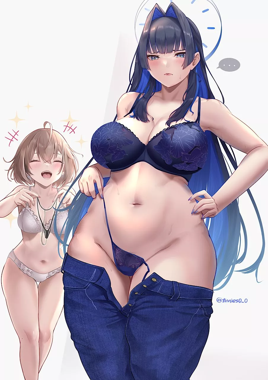 Mumei and Kronii in lingerie (TINNIES) [Hololive] posted by llamanatee