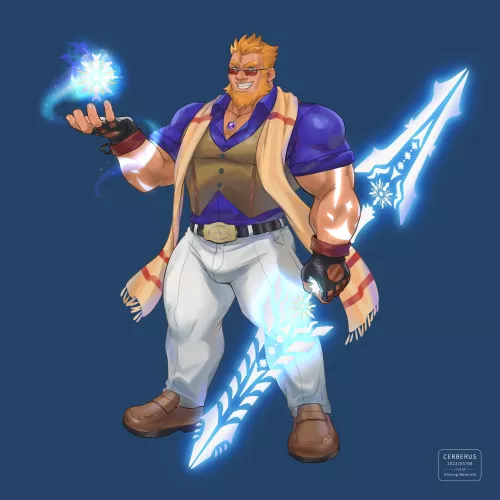 The man with glowing glaive and power source by Cerberus_Arts by Jeje797979