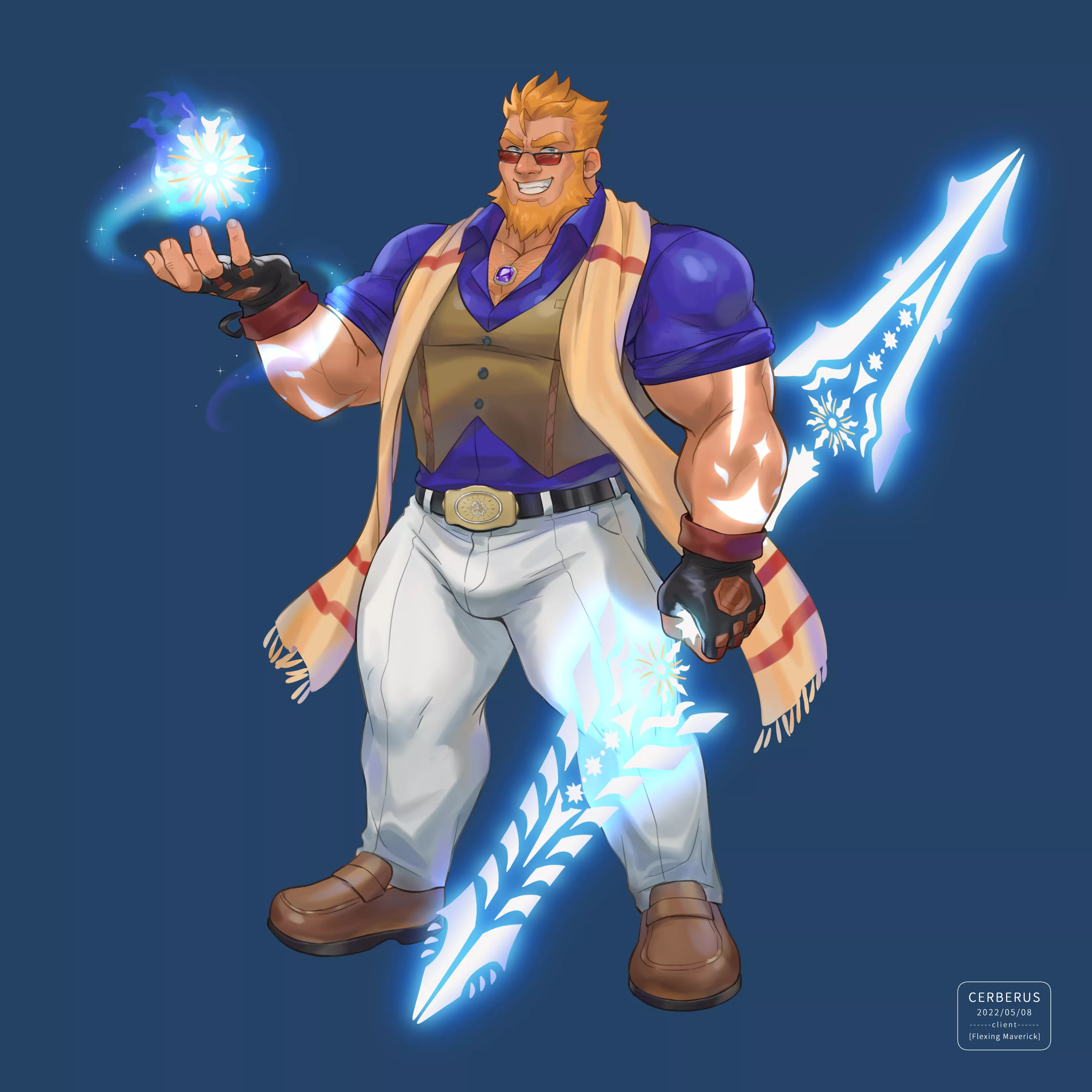 The man with glowing glaive and power source by Cerberus_Arts posted by Jeje797979
