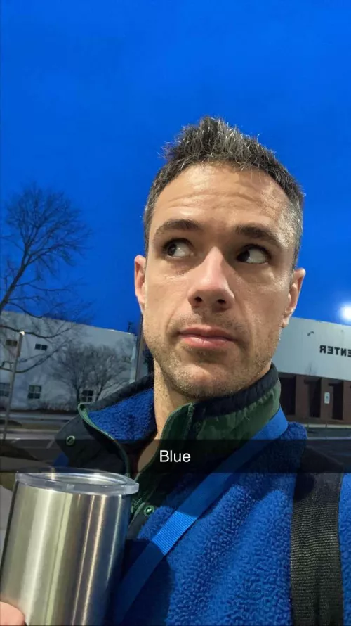 When your pullover matches the gorgeous evening sky. 38, professor, leaving evening class by Ill-Pin-4283