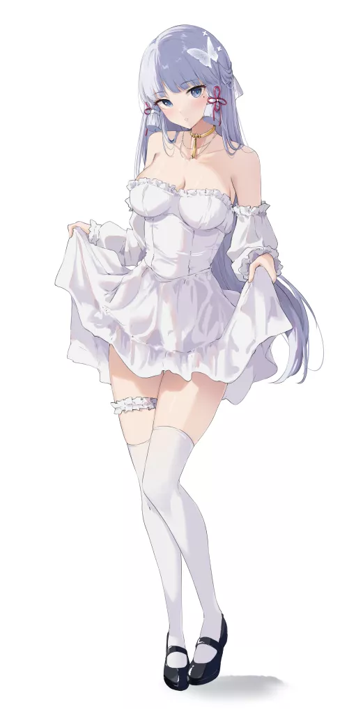White Dress Ayaka Thighs by ArmorXIII