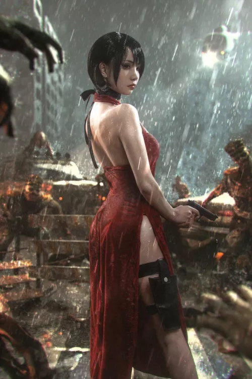 Ada Wong from Resident Evil 4 (with background this time) - Self by wwwakuwaku