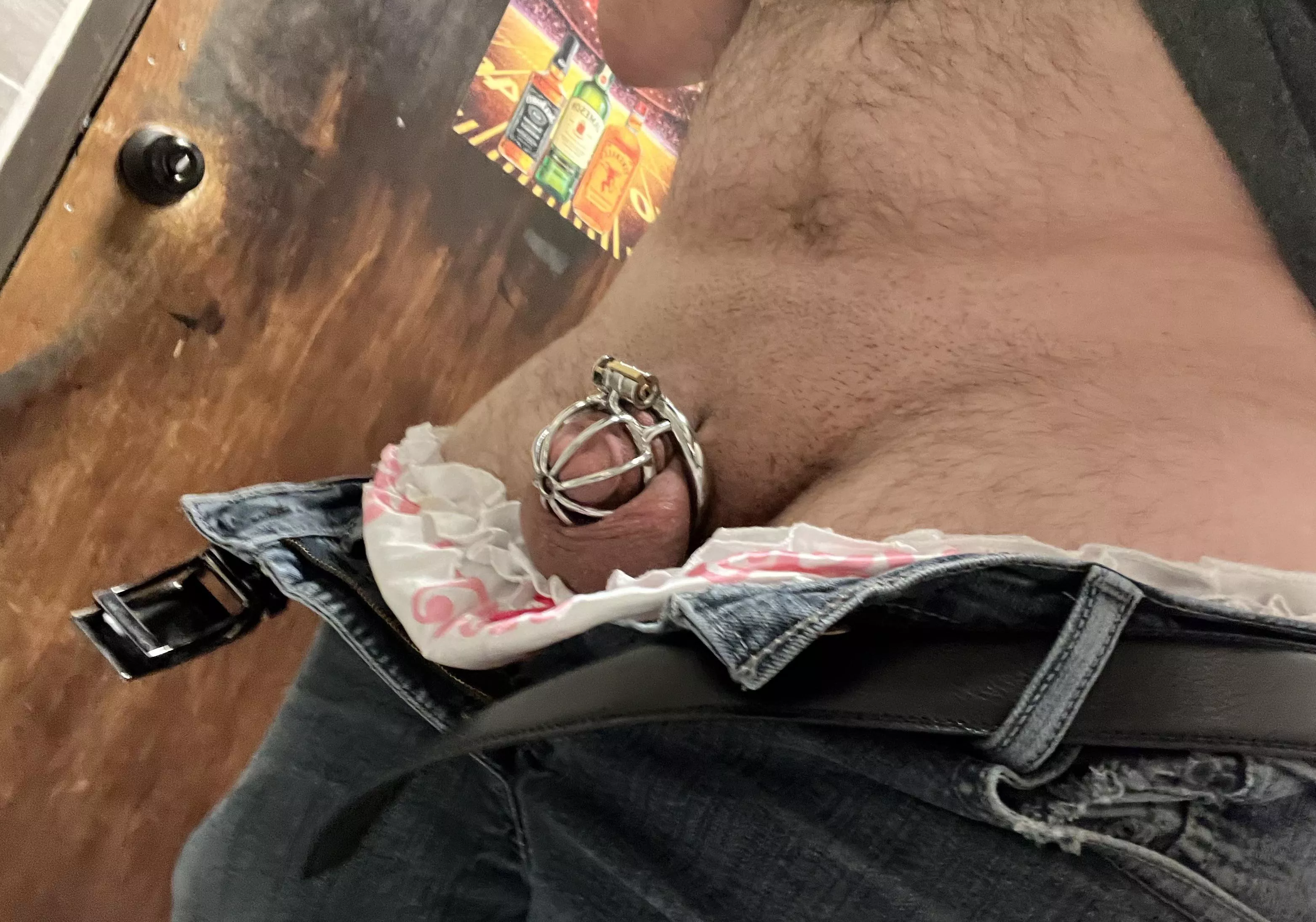 Always making sure he is caged with his panties on when going out posted by miaschasityboy