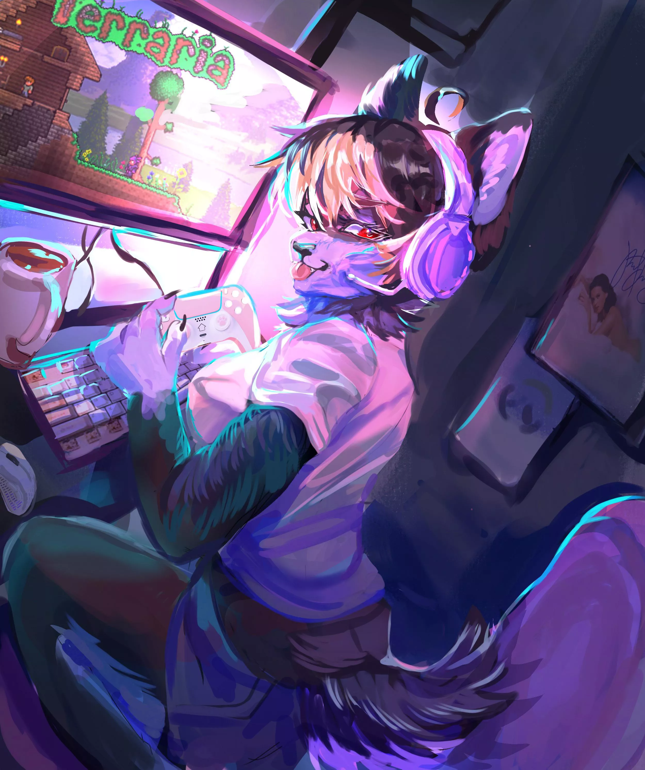 Gaming ✨ (Art by me, commission) posted by milkystareeee