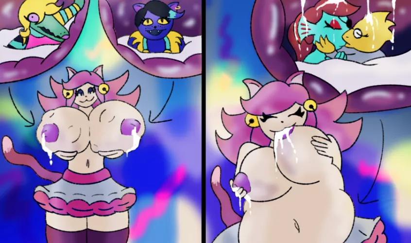 {Image} Mad Mew Mews Thrist (OC) (by CreepyCadaver , Me) [Female Pred] [Breast Vore] by Dolphininatophat