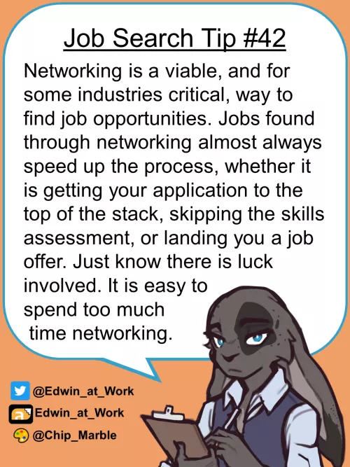 Job Search Tip 42: Networking. Edwin@Work, Job Coaching for Furries by Edwin_at_work