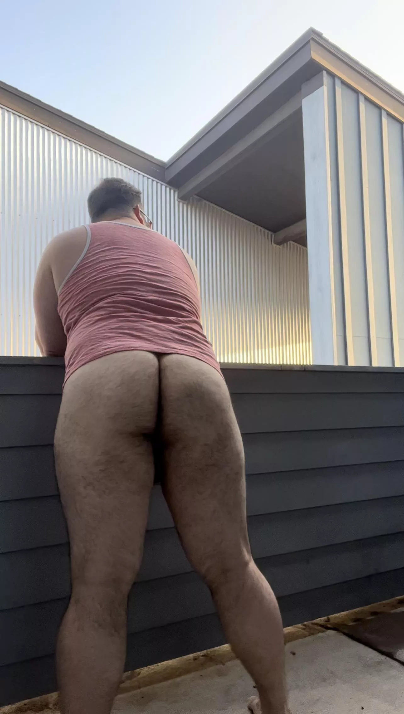 secluded patio view of my hairy crack posted by followcherry
