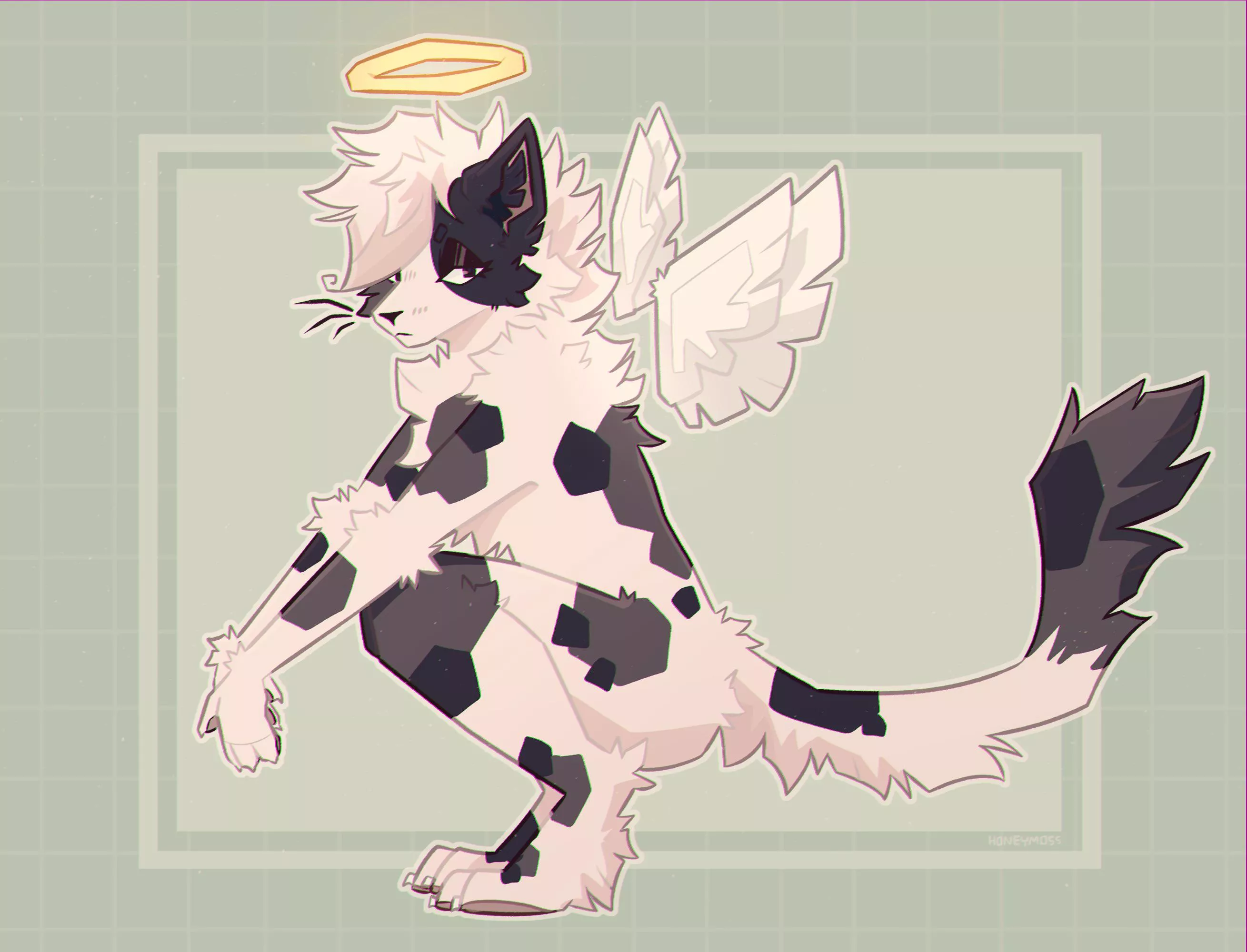 Angel (art by me) (@honeymoss_ on Twitter) posted by hornedpup