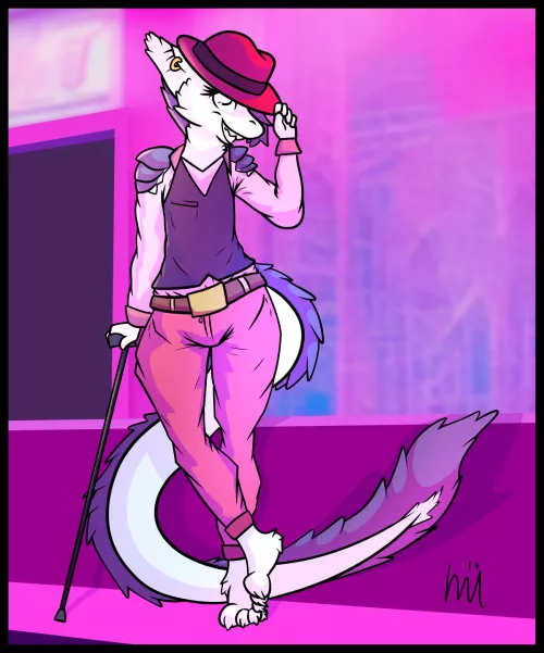 Decided to draw my fluffy dragon, Sonar, looking all dapp'd up and sh*t. Whatcha think? by daftphox