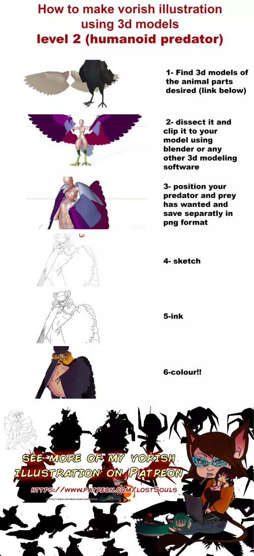 {image} very quick montage on how I make vorish illustration using 3d models level 2 by MousyLou91