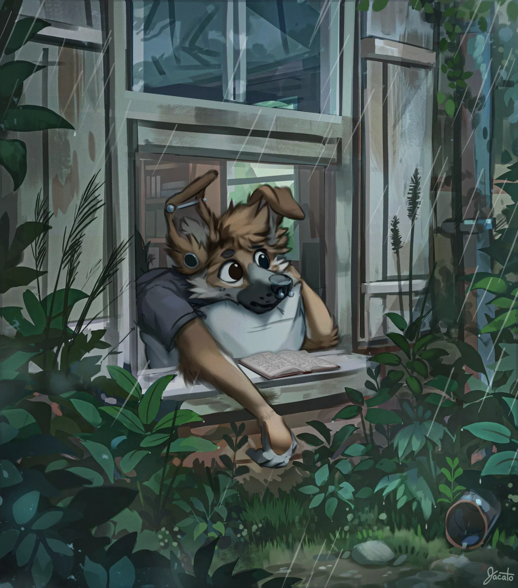 Rainy Days [Art by @Jacato_ on Twitter] posted by An0nym0usCh33s3