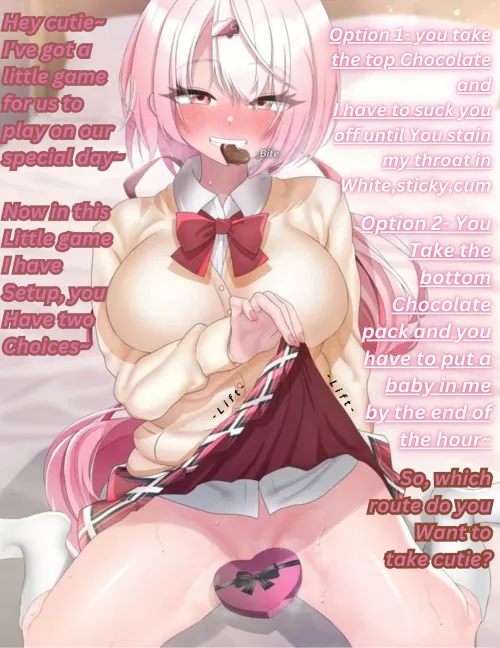 A game of choice [chocolate] [Valentine's] [implied breeding] [implied blowjob] [male pov] [Artist-聖水BAR ] by That-one-Ace-