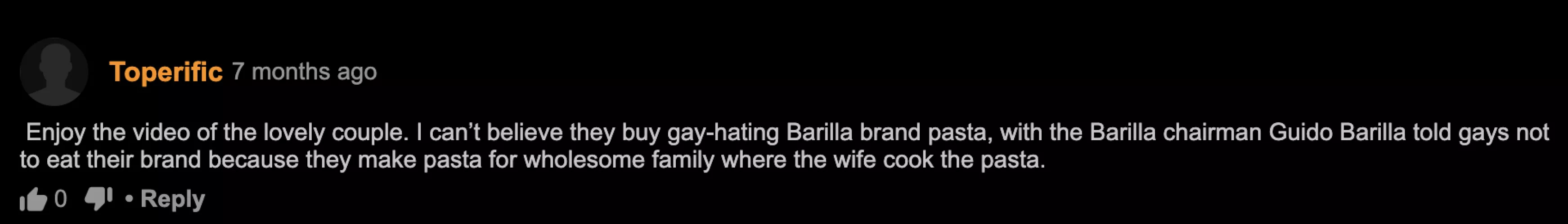 An important word from Toperific on Barilla pasta by undrscrH