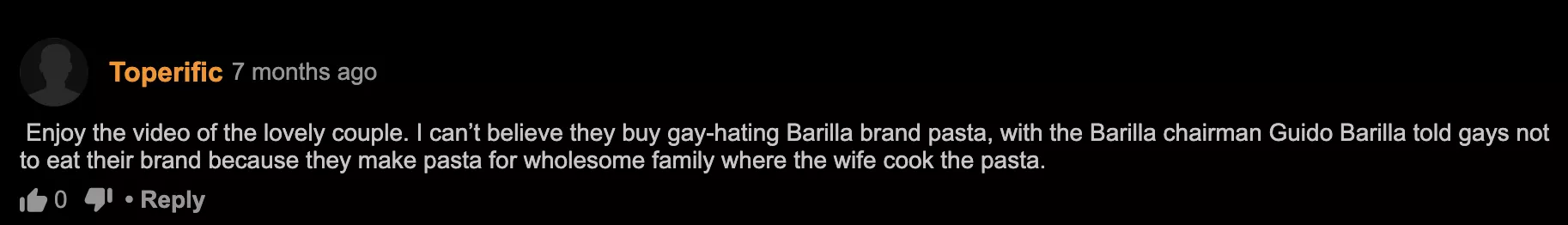 An important word from Toperific on Barilla pasta posted by undrscrH