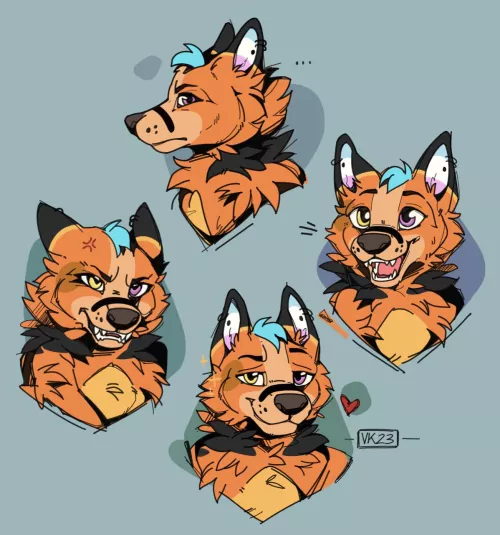 CHECK IT!! Amazing expression sheet done by @/valeriakarasu on insta! My boi looks amazing!! by FennickFoxx